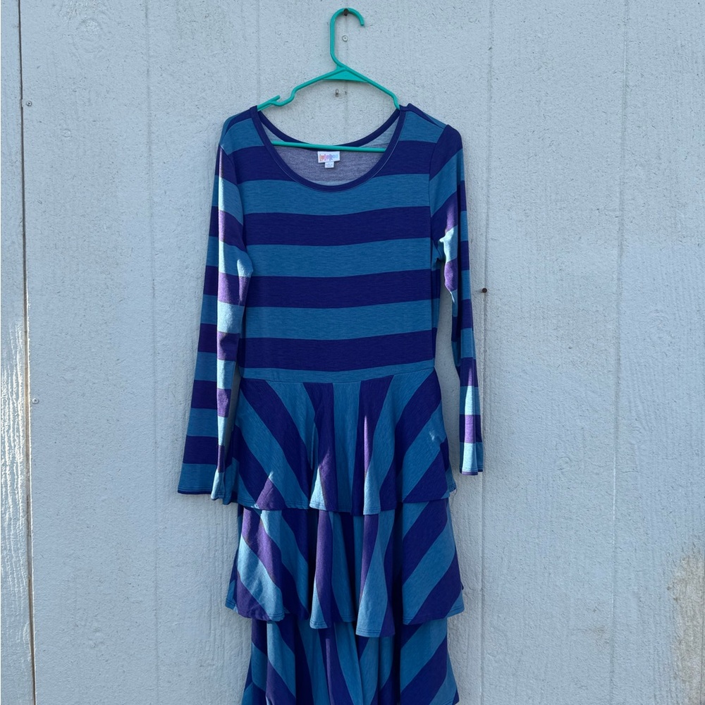 LuLaRoe Blue and Purple Georgia Dress - Picture 2 of 6